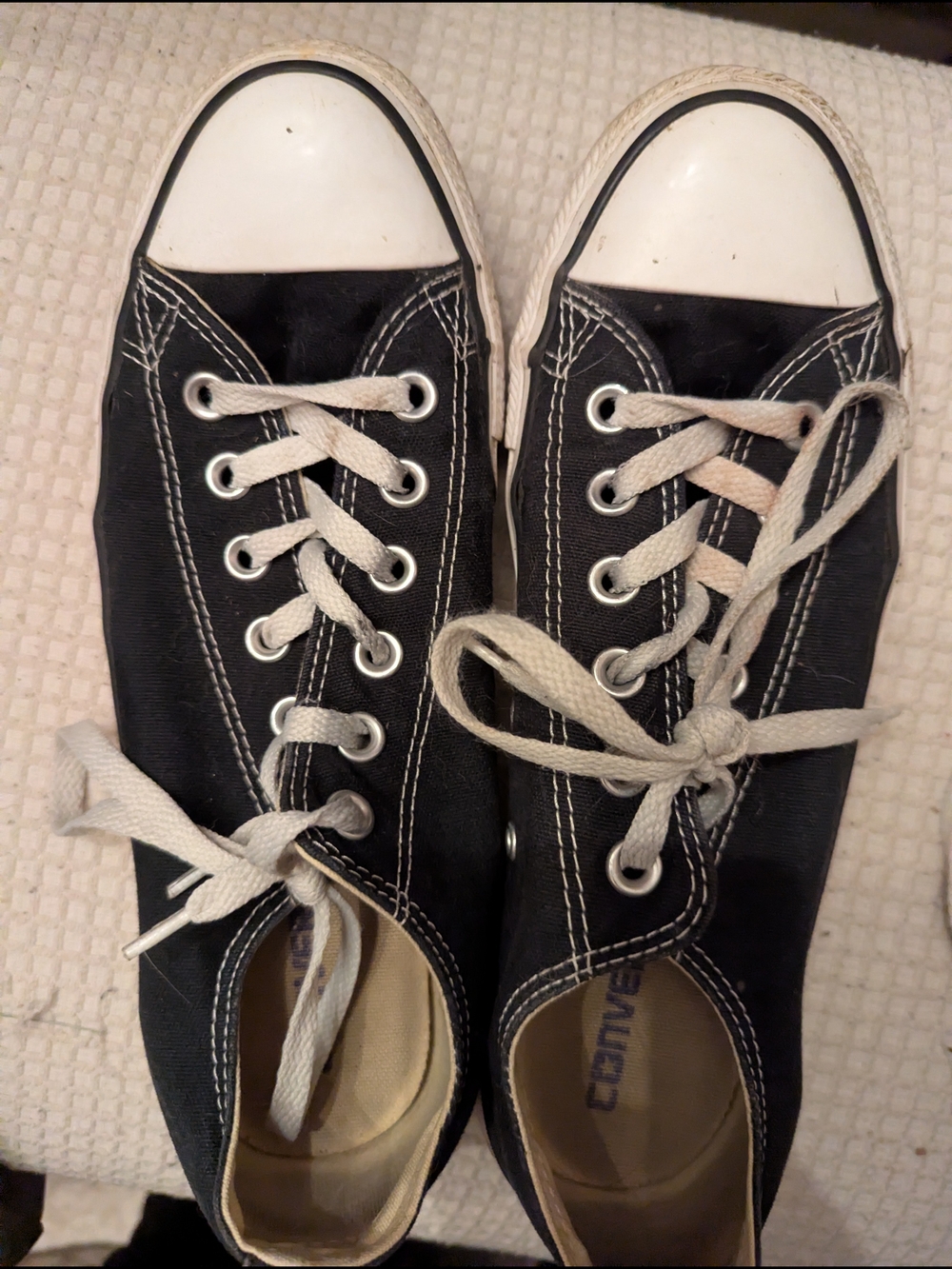 Converse Black Low-Top Canvas Sneakers with White Toe Caps and Laces